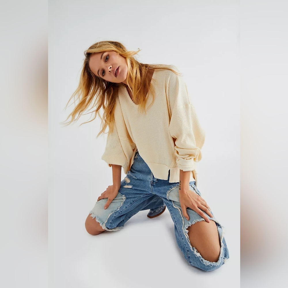 NWT Free People We The Free Buttercup Thermal In Ivory, Size XS 🌙 - Picture 2 of 10